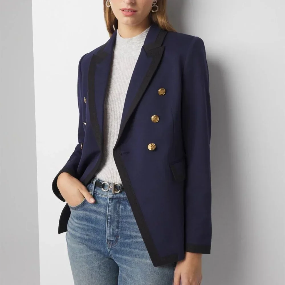 nwt WHITE HOUSE BLACK MARKET colorblock studio tipped blazer 2 - Picture 2 of 3